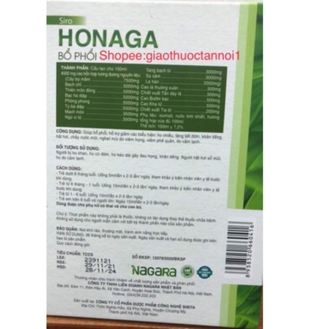 Siro bổ phổi Honaga