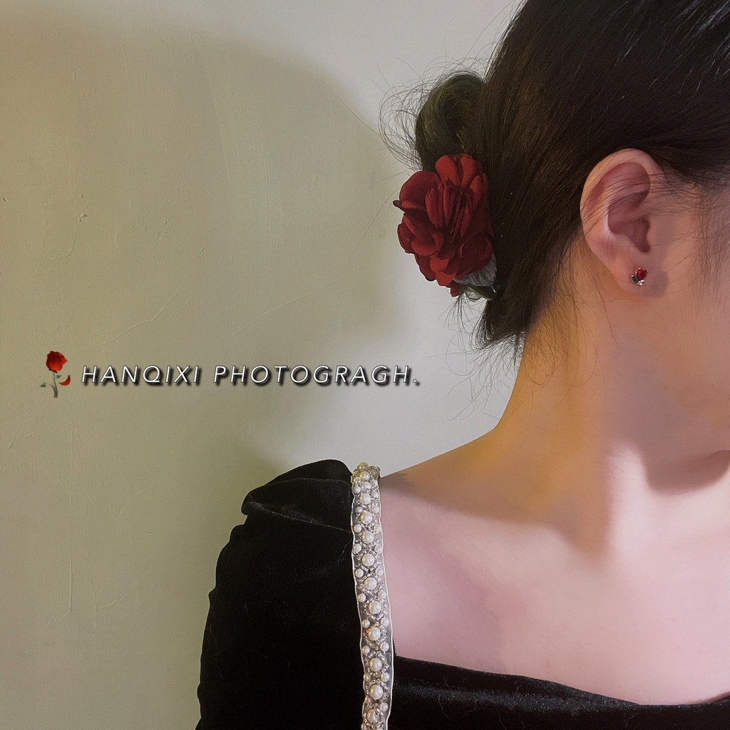 Kẹp Tóc Hình Hoa Hồng Bằng Ruy Băng Có Giá Đỡ Cho Nữ