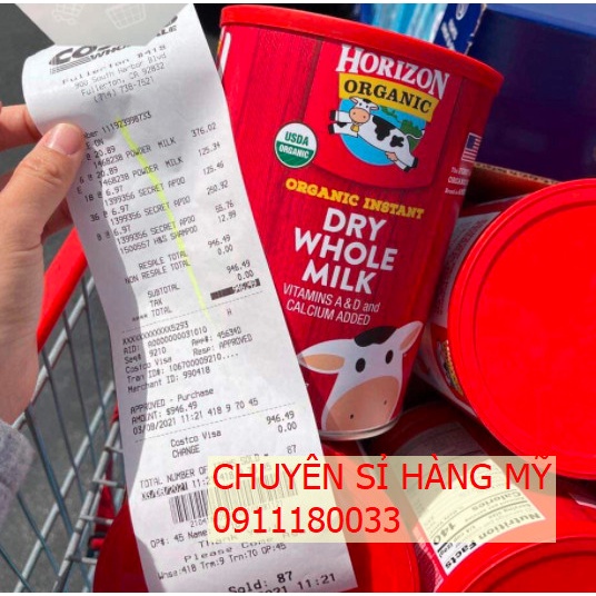 BILL AIR - Date 2025 Sữa Tươi Dạng Bột Horizon Organic 870g cho bé từ 1 tuổi