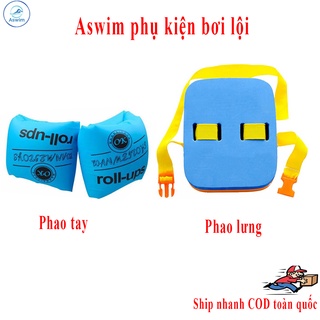 Phao lưng, phao tay, chất liệu xốp và nhựa PVC. độ nổi tốt, độ an toàn cao, giúp học bơi nhanh hơn