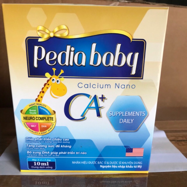 Ống uống Pedia Baby calcium nano giúp xương chắc khỏe tăng chiều cao - [Quầy Thuốc Bảo Lâm] -[Chính Hãng]