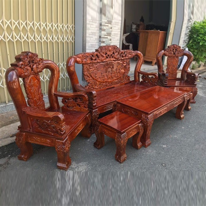 Bộ Salon Rồng Tay 10 và tay 12  gỗ Tràm 6 món.Bộ bàn ghế phòng khách bát tiên tay 12 và tay 10 gỗ tràm