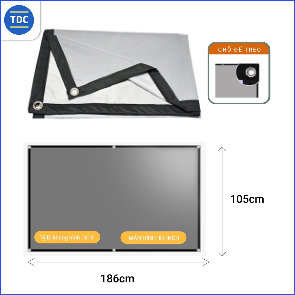 Màn chiếu phản quang dán tường, HD ngoài trời di động 84 inch - TDC Mart