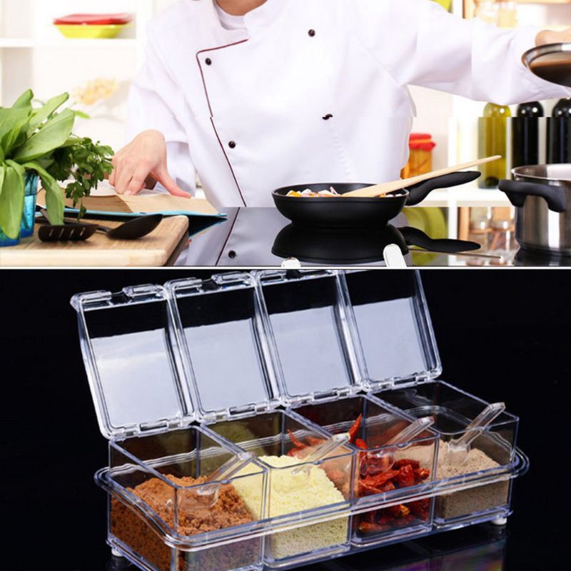 Hộp Trong Suốt Đựng Gia Vị 4 Trong 1
