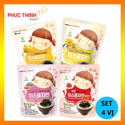 Rong Biển Ăn Liền Trộn Cơm Em Bé Cười 50g Cho Bé Rắc Cơm (set 4 vị)