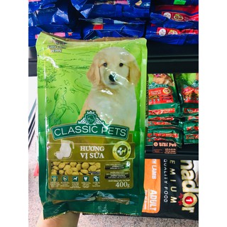 Thức ăn hạt cho chó nhỏ & lớn Classic Pets 400gr vị sữa &vị thịt bò