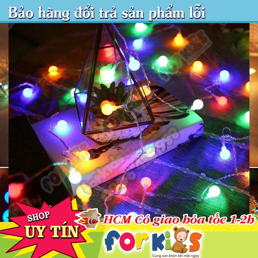 Dây đèn led bi tròn đủ màu, đèn trang trí noel, đèn trang trí tết