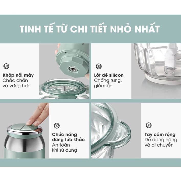 Máy xay Bear QSJ-C04R8S xay thịt, thực phẩm, đồ sống công suất 350W, cối xay 2,5L