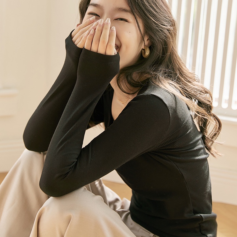 Áo len gân thu đông mẫu cổ chữ U Hàn Quốc cho nữ Bling Store BL12 | BigBuy360 - bigbuy360.vn