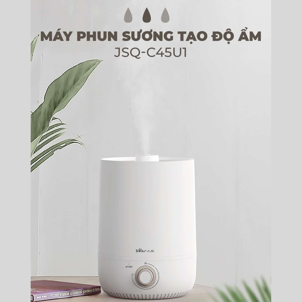 (BH 18 THÁNG) Máy Phun Sương Tạo Ẩm Bear Làm Mát Không Khí, Bộ Lọc Ion Bạc Diệt Khuẩn, Tiết Kiệm Năng Lượng JSQ-C45U1