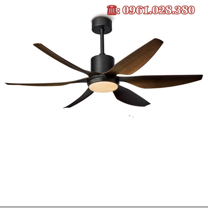 Quạt Trần 6 Cánh Vân Gỗ nâu hàng Cao Cấp động cơ lõi đồng 100%