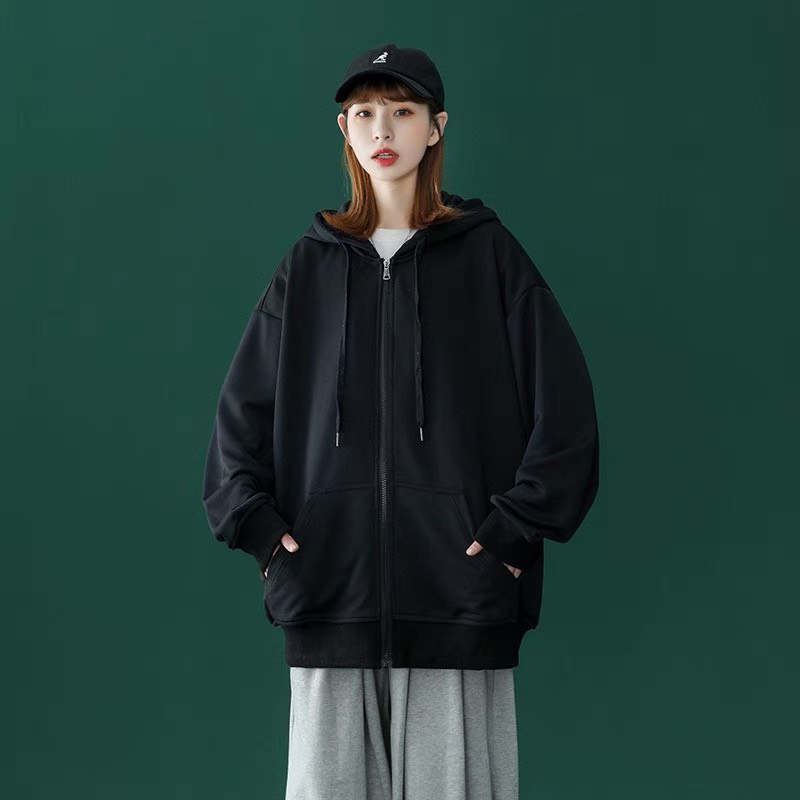 (Video+Ảnh Thật) Áo Khoác Nỉ Khóa Zip Oversize- Hoodie dáng thụng form rộng dài tay, kiểu dáng basic, thiết kế trẻ trung | BigBuy360 - bigbuy360.vn