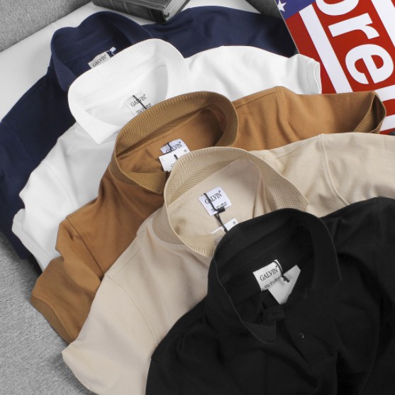 Áo polo nam may kĩ, chất liệu cotton, thoáng mát, phong cách trẻ trung năng động.