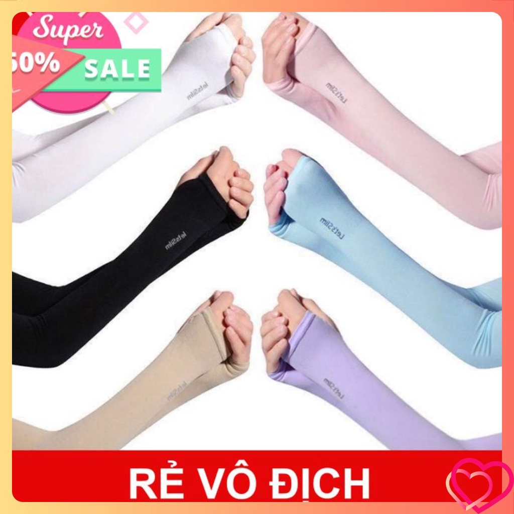 Găng Tay Chống Nắng Hàn Quốc Xỏ Ngón Let's Slim đủ màu Dày Dặn Ngăn Tia UV