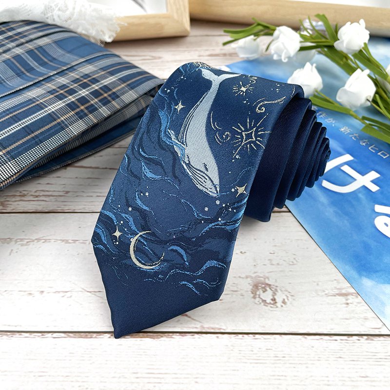 Cà Vạt In Họa Tiết Cá Voi jk Chính Hãng Dành Cho Nam Và Nữ Mặc Hàng Ngày