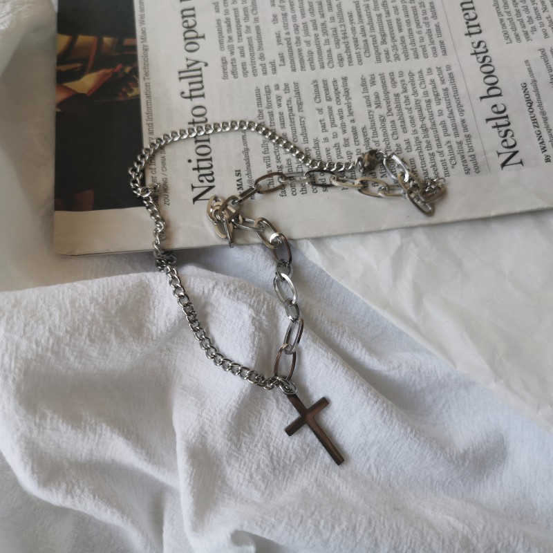 [Miễn Phí Vận Chuyển] Dây Chuyền Sợi Xích Hình Chữ Thập Phong Cách Cá Tính Thời Trang Unisex 23002