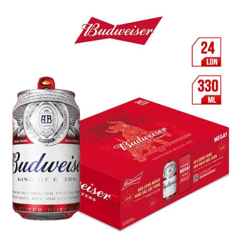 BIA BUDWEISER THÙNG 24 LON 330ML - CHÍNH HÃNG