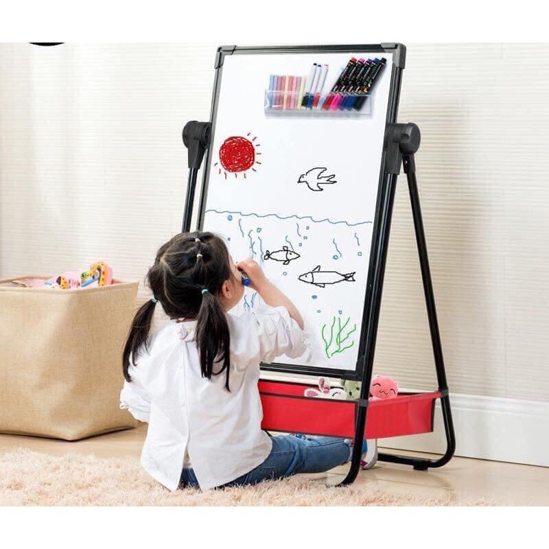 [Loại 1- Đầy đủ phụ kiện]Bảng vẽ trẻ em hai mặt có từ tính, xoá dễ dàng, không bám bụi cho bé thỏa sức sáng tạo