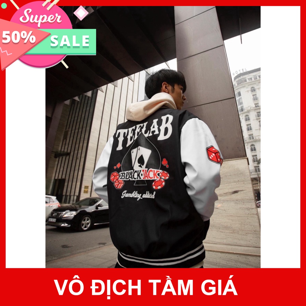 Áo Khoác Bomber Dù TEELAB BLACKJACK Form Rộng Unisex Nam Nữ Ulzzang Phong Cách Cá Tính hoodie1996