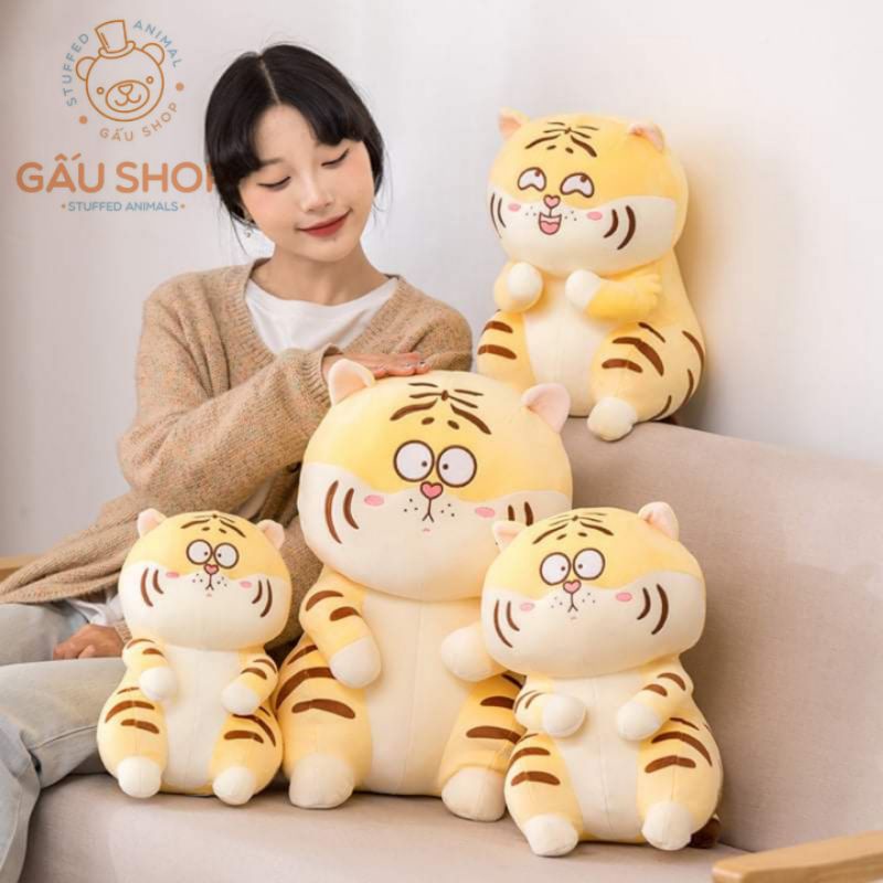 Gấu bông ❤️ Hổ mặt ngáo ❤️ hàng nhập cao cấp đường may mũi chỉ cực sắc nét như hình với 2 khuôn mặt cảm xúc xinh xắn