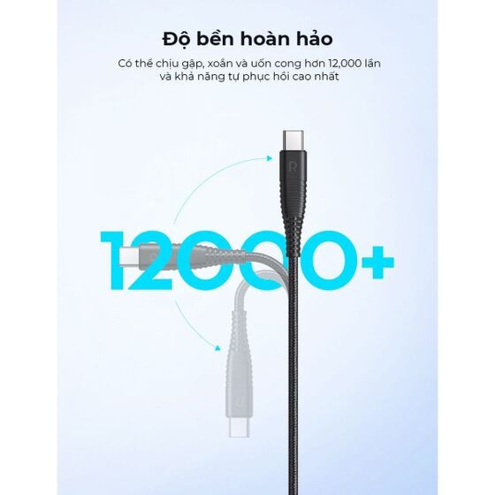 Cáp Sạc RAVPower RP-CB046 USB Type-A to C, dài 0.9m, dòng sạc 2.4A, Siêu Bền - Hàng Chính Hãng Mỹ bảo hành 18 tháng