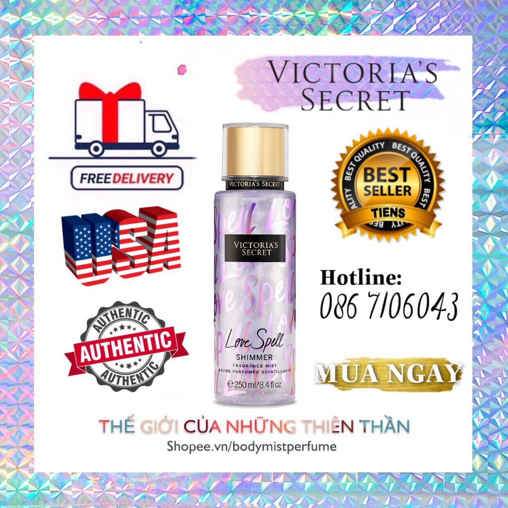 𝗕𝗢𝗗𝗬𝗠𝗜𝗦𝗧𝗣𝗘𝗥𝗙𝗨𝗠𝗘⚜️Xịt Thơm Body Victoria’s Secret Love Spell Shimmer 250ml