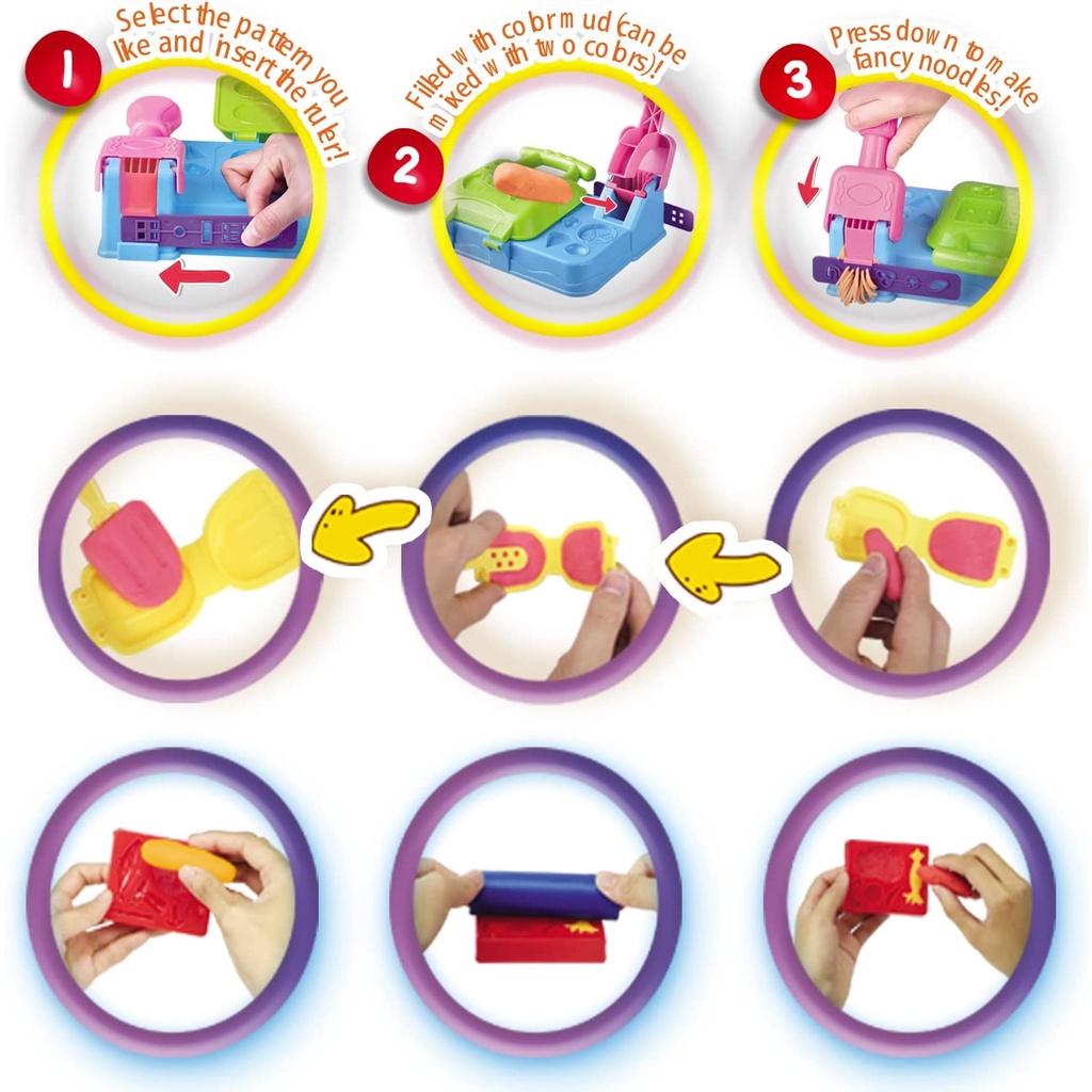 Đồ chơi đất nặn playdoh -Bộ Đồ Chơi Máy Làm Kem Ice cream, Mì, Bún,... Bằng Đất Nặn Đầy Màu Sắc Sống Động An Toàn