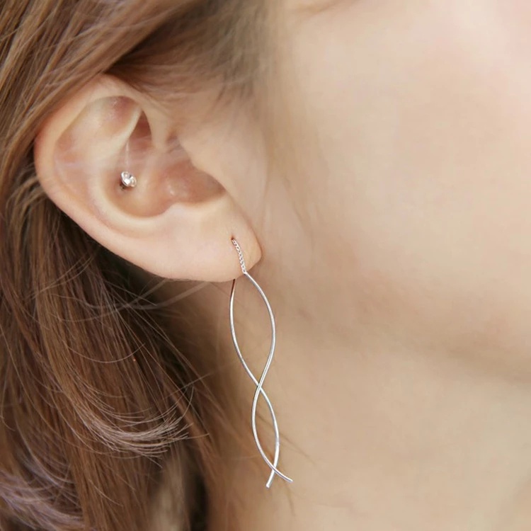 Bông Tai Dạng Dài Kiểu Dáng Hình Chữ S Thời Trang Dành Cho Nữ