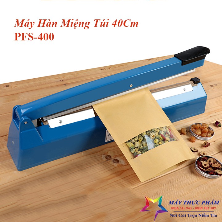 Máy hàn miệng túi Nilong túi Zip 40cm PFS-400 + tặng kèm 1 thanh dây hàn