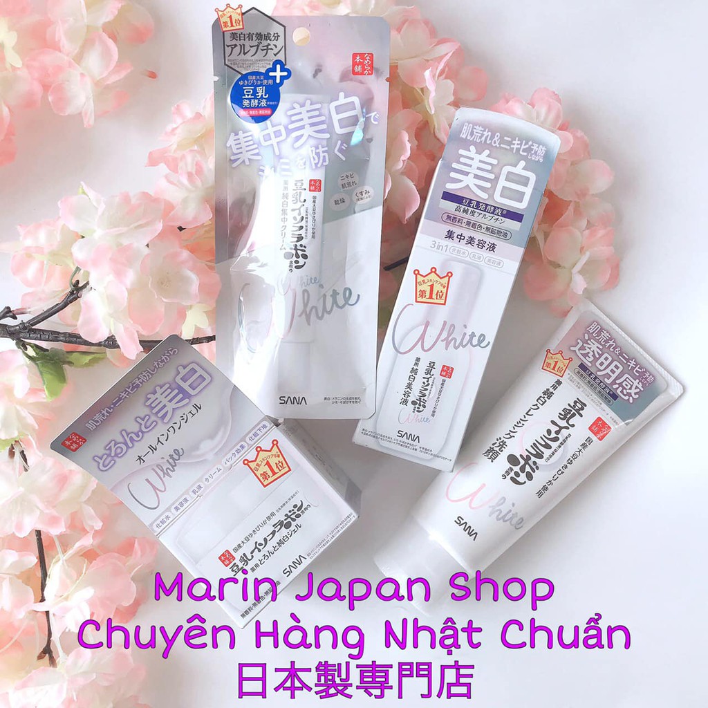 Kem dưỡng,serum tinh chất, sữa rửa mặt trắng da cho da mụn, da nhạy cảm từ mầm đậu nành cao cấp Sana Nhật Bản