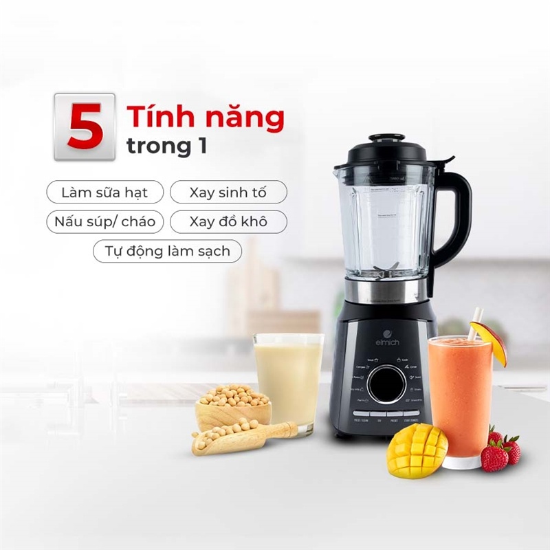 Máy Làm Sữa Hạt đa năng máy sinh tố Elmich CBE-3902 - Hàng Chính Hãng (Bảo Hành Toàn Quốc 2 Năm)