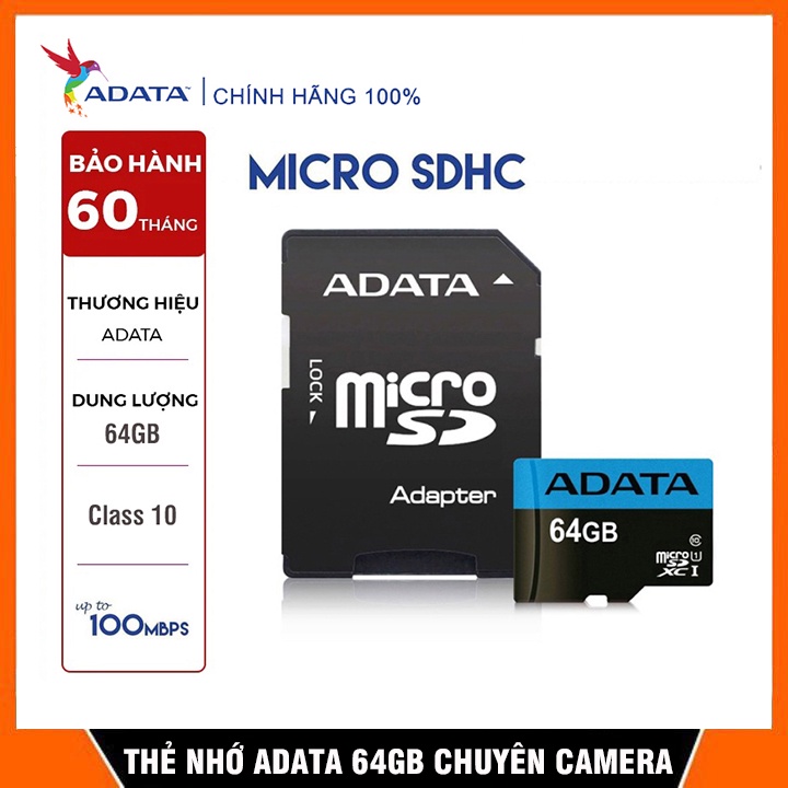 Thẻ nhớ Chính hãng ADATA | DSS | YOOSEE 64Gb 32Gb  tốc độ cao chuyện dụng cho Camera IP wifi, Camera Hành trình