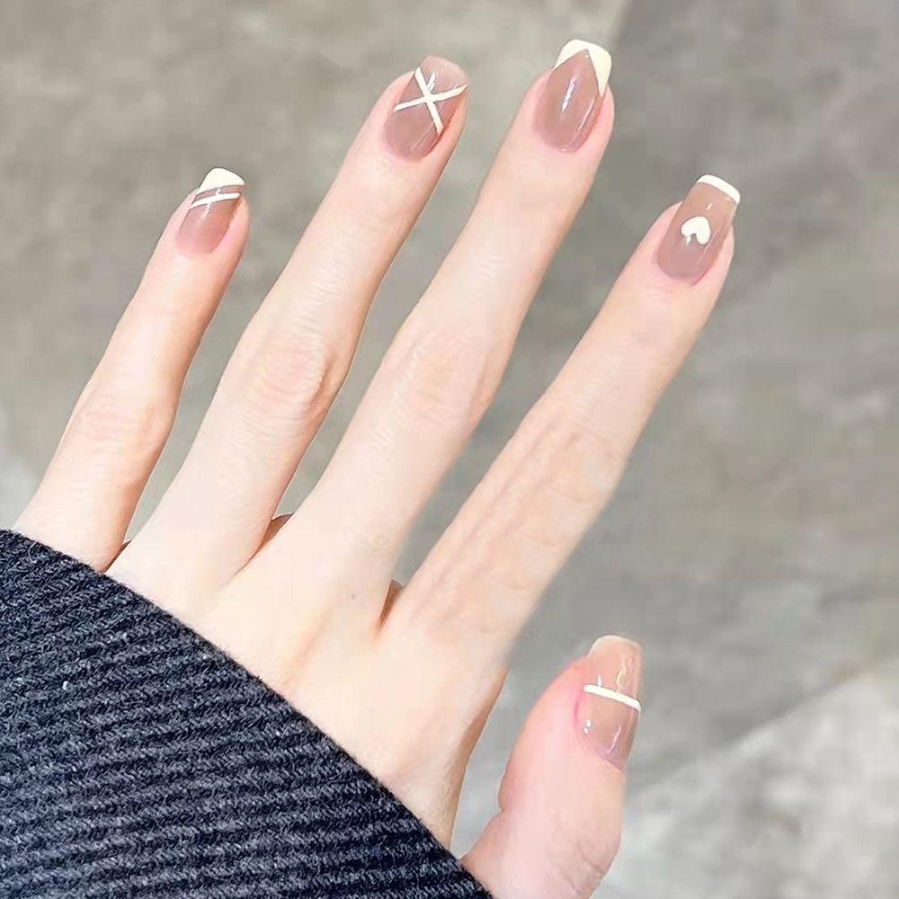 Hộp 24 Móng Tay Giả Ngắn / Tròn / Vuông Chất Lượng Cao