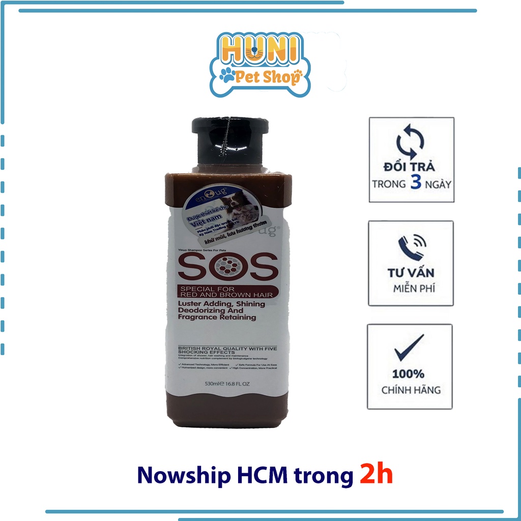 Sữa tắm SOS Sữa tắm chó Poodle khử mùi hôi và chó lông trắng, thơm lâu chai 530ml - Huni Petshop