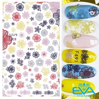 Miếng Dán Móng Tay 3D Nail Sticker Tráng Trí Hoạ Tiết Bông Hoa F491