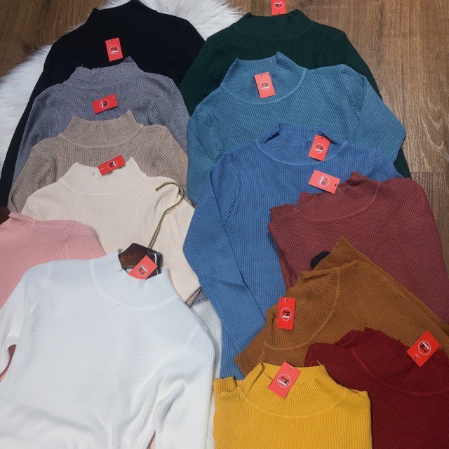 Áo len nữ cổ 3 phân Junnie Closet hàng quảng châu loại 1