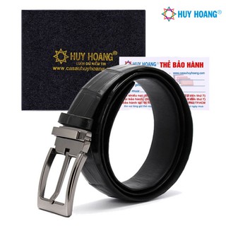 Thắt lưng nam da cá sấu đầu kim màu đen LS4213