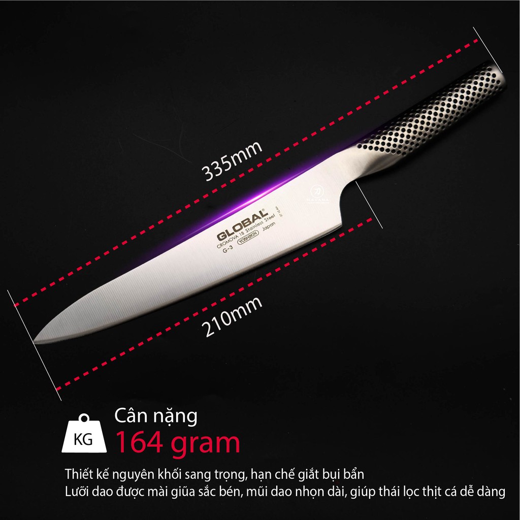 Bộ dao bếp Nhật cao cấp Global Carving Set Bộ dao thái và xiên thịt G313