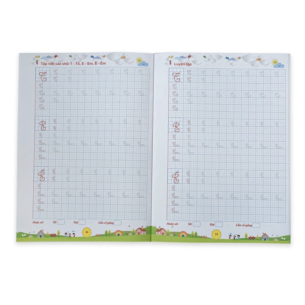 Combo bộ viết trọn bộ 120 tờ và hạ cỡ cho bé tập viết