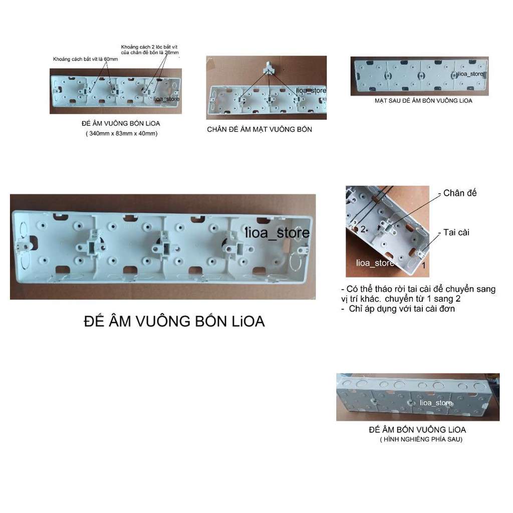 ĐẾ ÂM BỐN VUÔNG LiOA-LẮP CHÌM