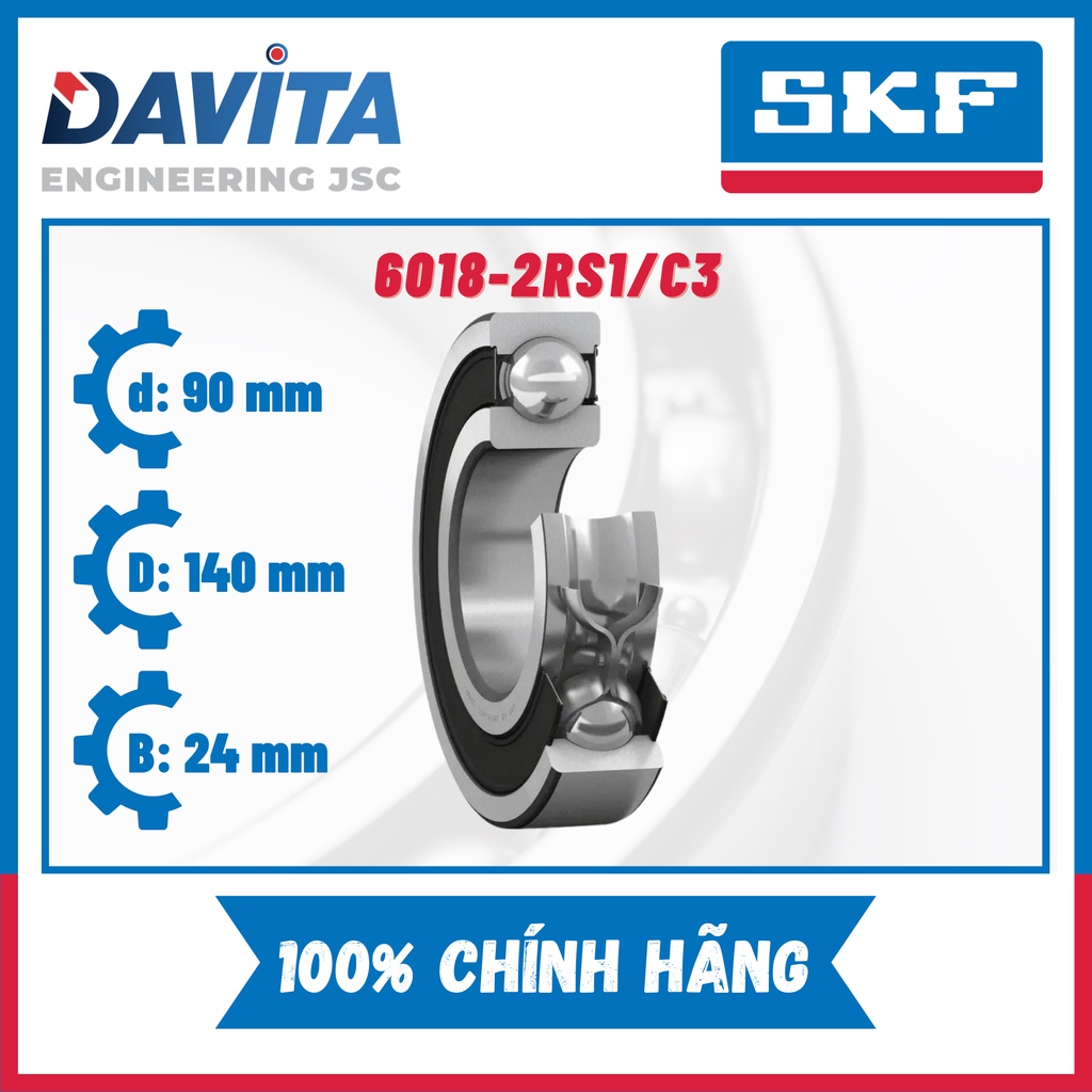 Vòng bi SKF 6018, 6018/C3, 6018-2Z, 6018-2Z/C3, 6018-2RS1/C3