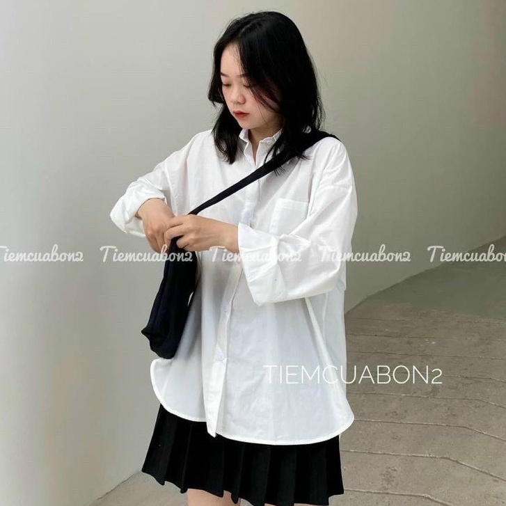 Áo sơ mi trắng nữ chất liệu tằm đũi mềm mát, form rộng mặc suông hay sơ vin đều đẹp, sang chảnh | BigBuy360 - bigbuy360.vn