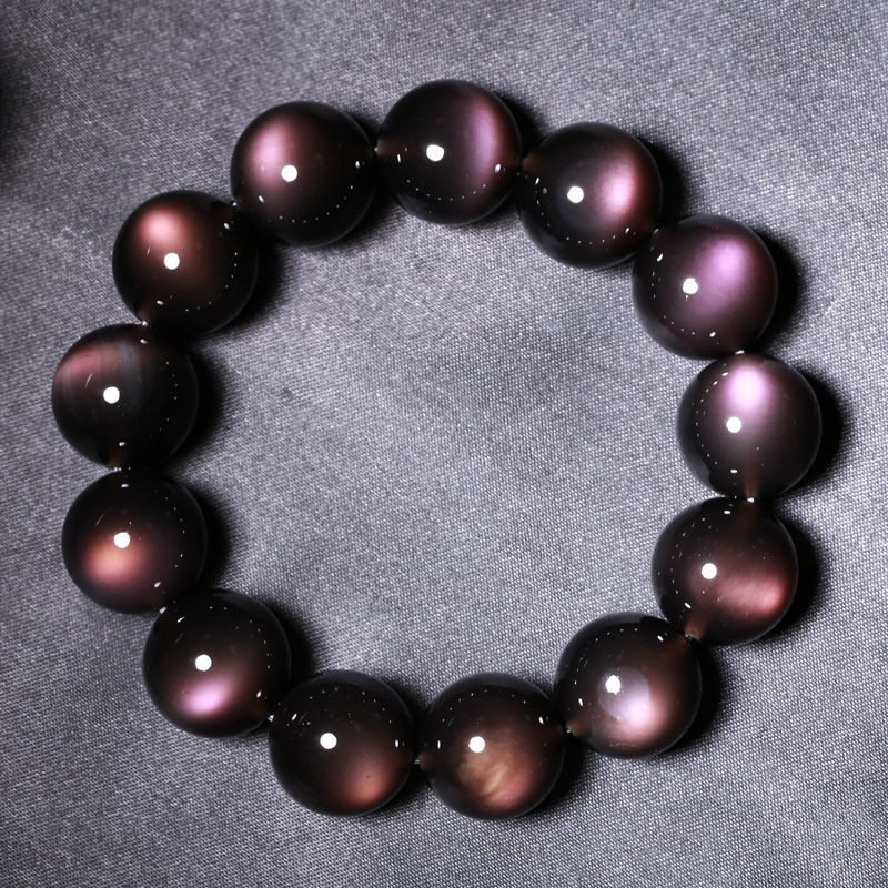 Vòng đeo tay obsidian đôi mắt cầu vồng tự nhiên được hiến tặng cho nam và nữ các cặp đôi vàng obsidi