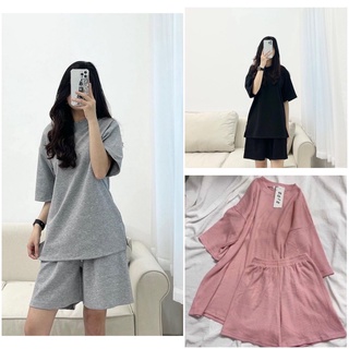 set bộ đồ nữ mặc nhà, bộ đùi nữ áo tay lỡ trơn mùa hè nhiều màu chất mềm mại