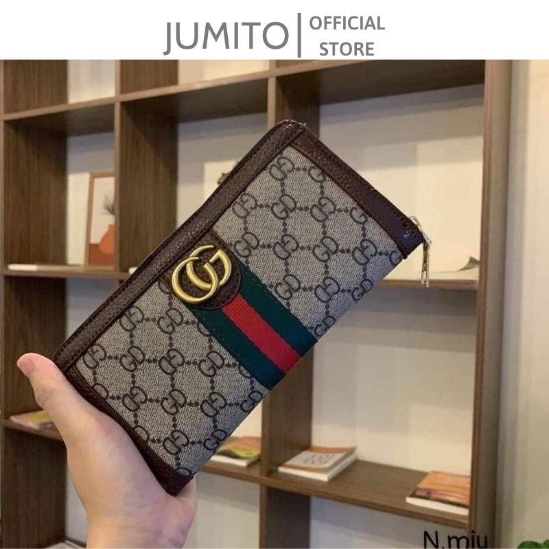 Ví nam nữ guci dáng ngang fullbox 2 size cầm tay cao cấp JUMITO T1.034.NGAN
