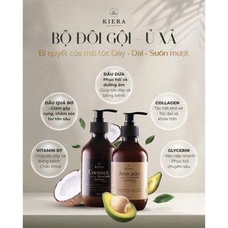 Bộ dầu gội xả bơ dừa KIERA giảm rụng kích mọc tóc chĩnh hãng