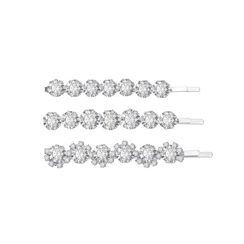 Bộ 3 Kẹp Tóc Đính Đá Zircon Hình Hoa Ngọt Ngào Sáng Tạo