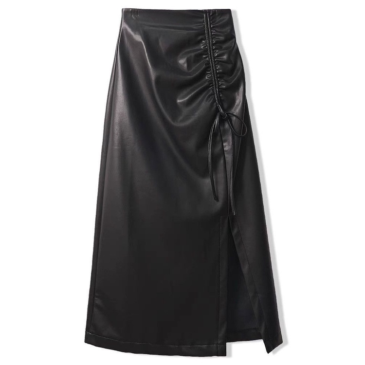 Chân Váy Da Cao Cấp Dáng Ôm Dài Lệch Tà Thời Trang Thu Đông 2022 Cho Nữ