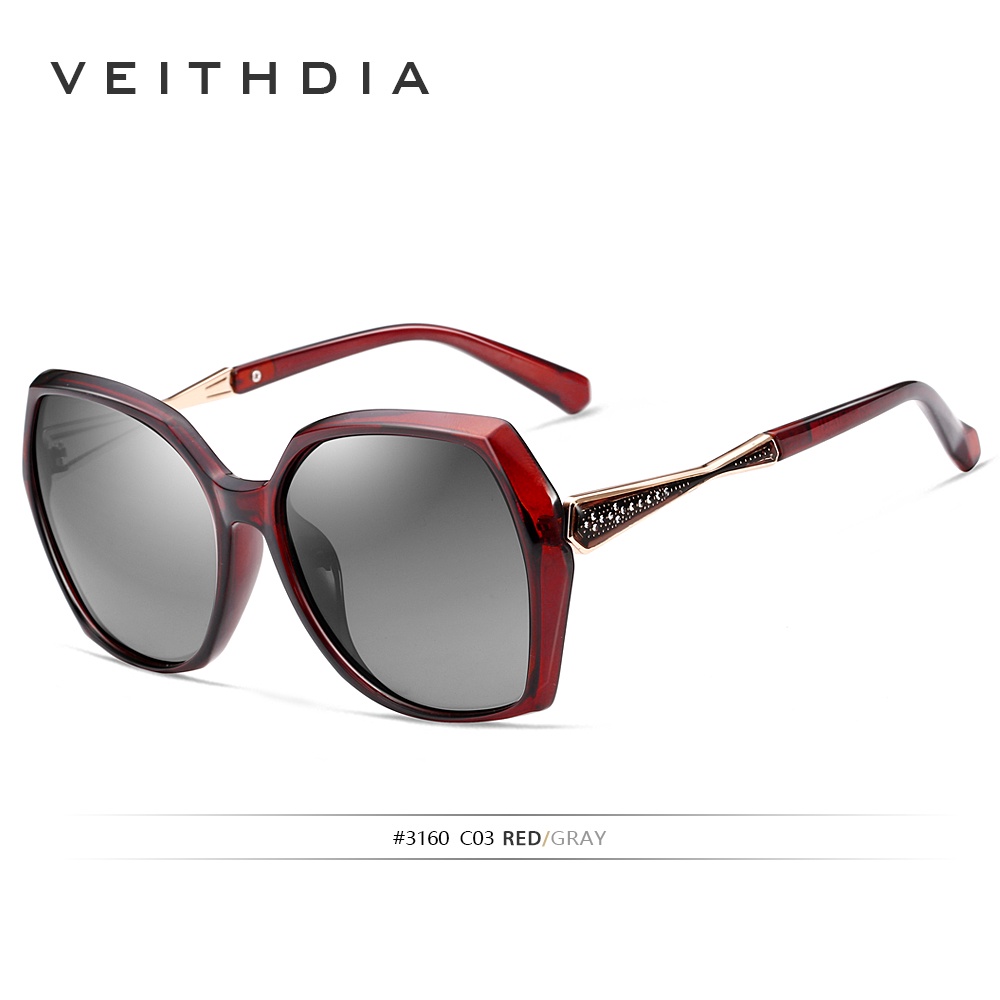Kính mát phân cực VEITHDIA chống tia UV400 phong cách retro 3160 thời trang cho nữ