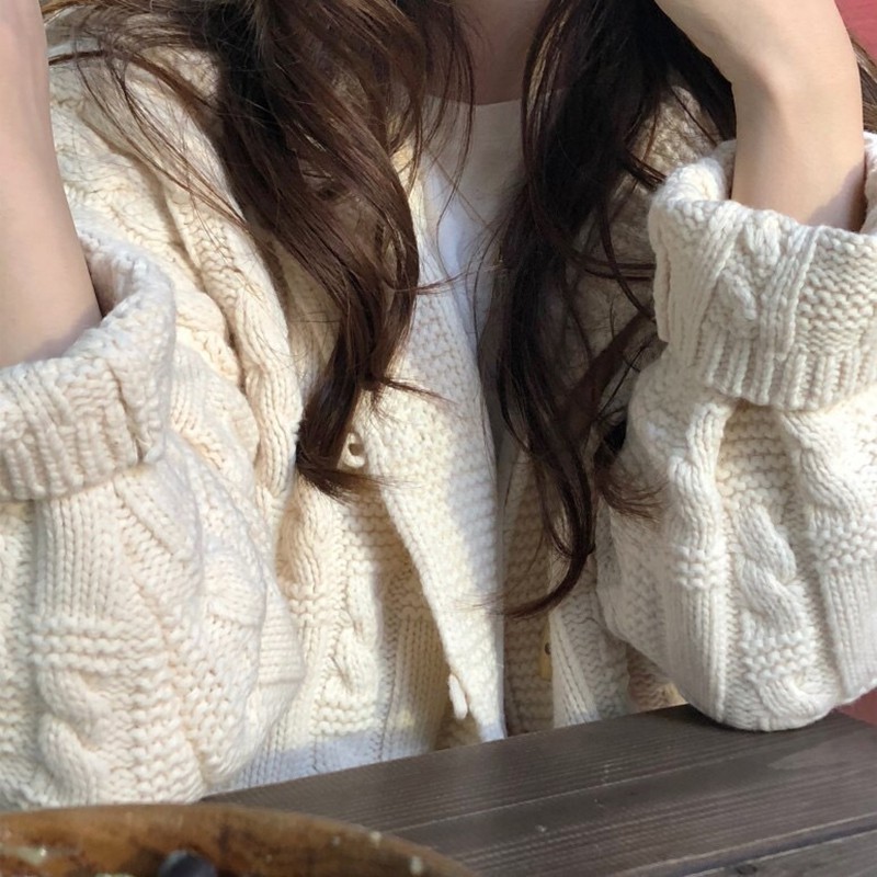Áo Khoác Cardigan Dệt Kim Màu Trơn Thanh Lịch Thời Trang Dành Cho Áo Len Nữ